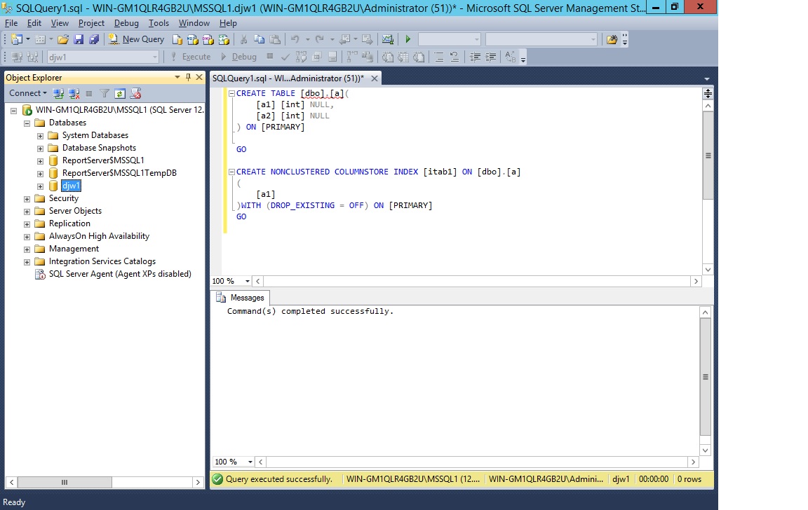 Create columnstore index